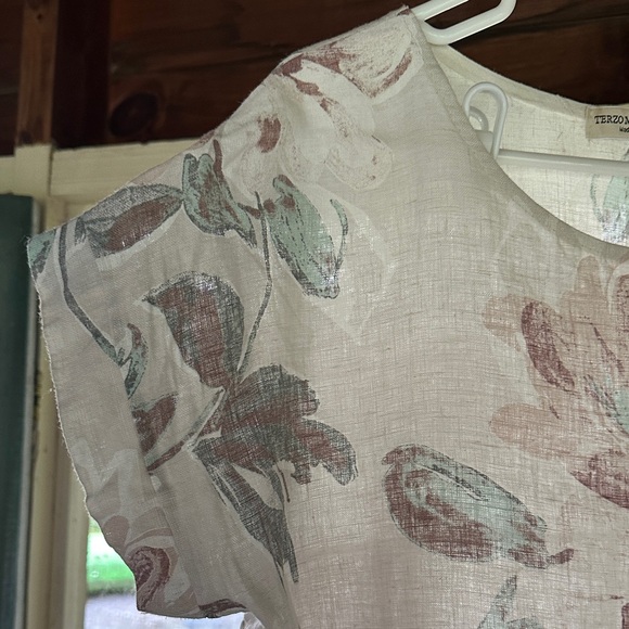 Boxy Linen Floral Women's Top S - Picture 4 of 11